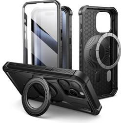 Dexnor Dexnor Magnetic Case for iPhone 15 Pro Max, Compatible with MagSafe, [Built in Screen Protector and Kickstand] Full-Body Shockproof Rugged Bumper Phone Cover for iPhone 15 Pro Max, Black